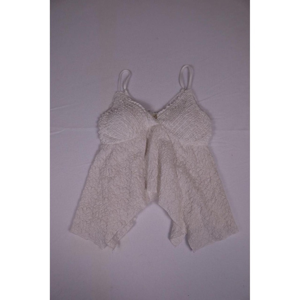 Rebellion Again White Lace Handkerchief Hem Camisole Top Size M Excellent